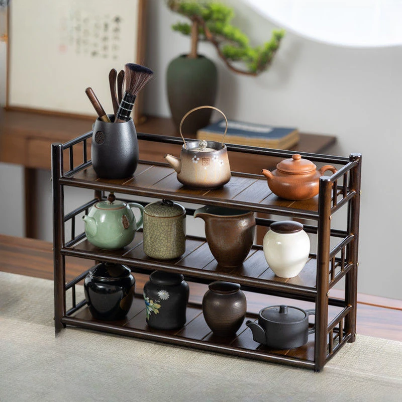 Simple Retro Bamboo Desktop Cup Holder Versatile Chinese Display Stand Household Multi Layer Tea Cup and Teapot Holder
Simple Retro Bamboo Desktop Cup Holder Versatile Chinese Display Stand Household Multi Layer Tea Cup and Teapot Holder