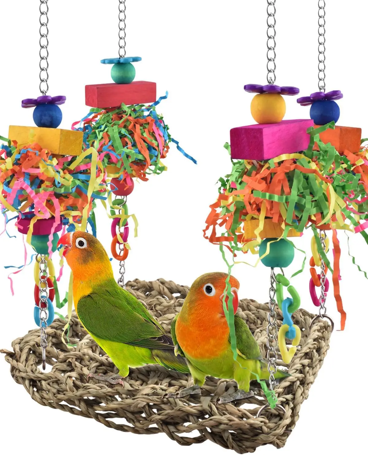 Bird Grass Swing Mat Parrot Climbing Hammock with Colorful Toys for Parakeet, Cockatiel, Lovebird, Budgie, Small Birds
Bird Grass Swing Mat Parrot Climbing Hammock with Colorful Toys for Parakeet, Cockatiel, Lovebird, Budgie, Small Birds