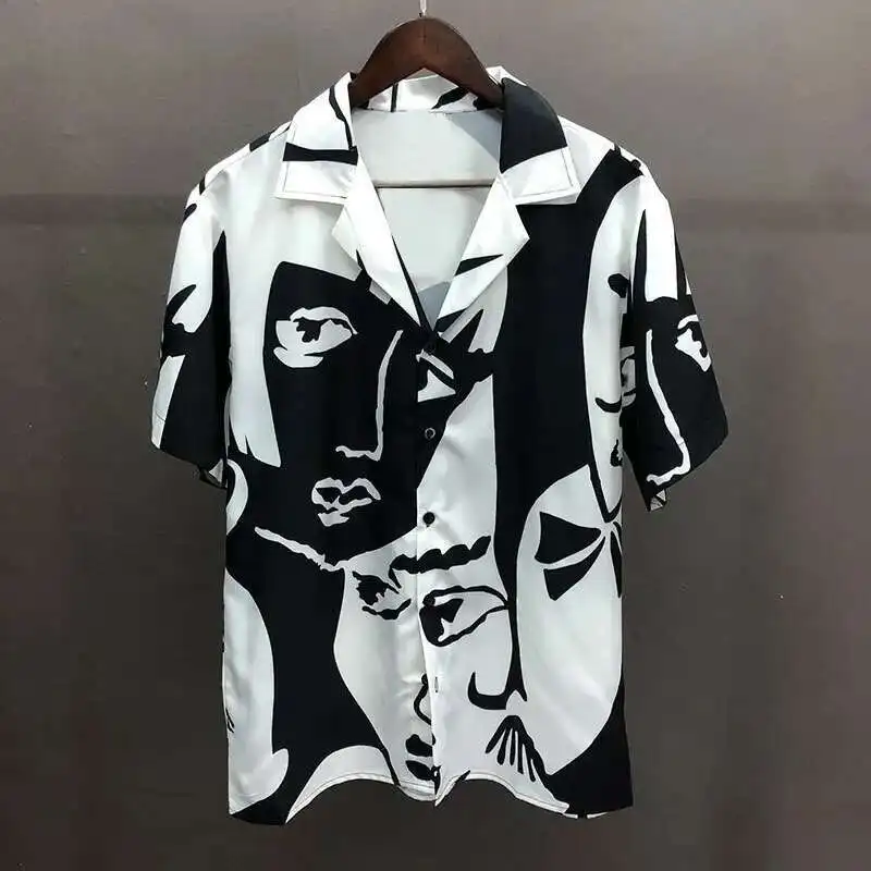Portrait Black White Contrast Print Shirt Short Sleeve Casual Men Shirt Streetwear Summer Camisa Masculina Shirt Moda Hombre
Portrait Black White Contrast Print Shirt Short Sleeve Casual Men Shirt Streetwear Summer Camisa Masculina Shirt Moda Hombre