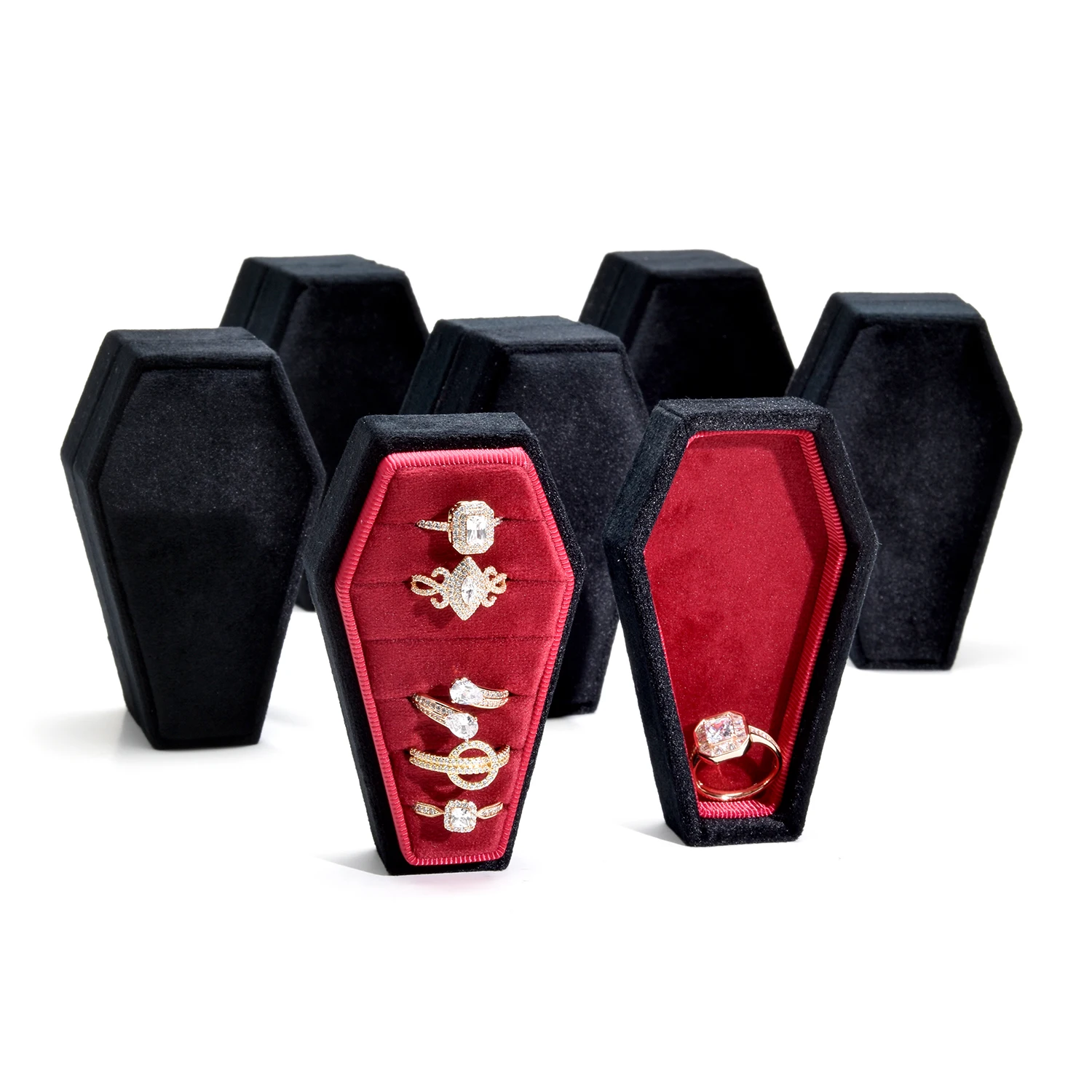 Retail Portable Travel Mini Velvet Jewelry Box Coffin Shape Ring Storage Display Box With Free Custom Logo
Retail Portable Travel Mini Velvet Jewelry Box Coffin Shape Ring Storage Display Box With Free Custom Logo