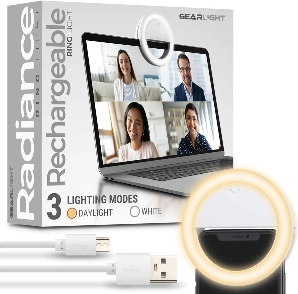 Selfie Ring Light for Phone & Computer, 3.5" Clip-On LED, Rechargeable, 10 Brightness Levels
Selfie Ring Light for Phone & Computer, 3.5" Clip-On LED, Rechargeable, 10 Brightness Levels