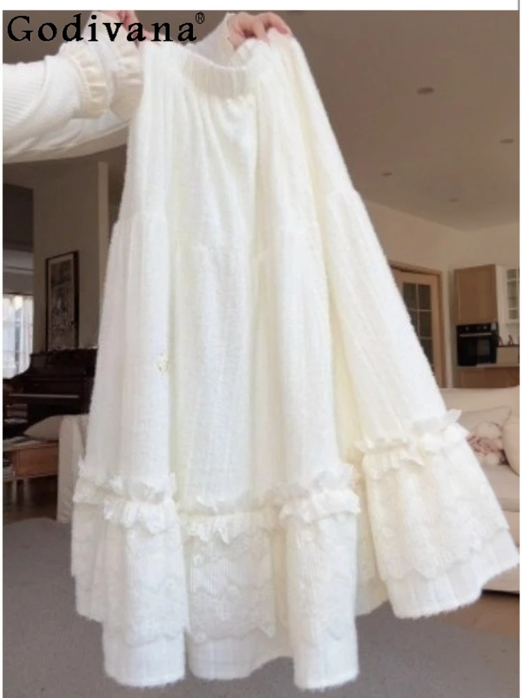 Large Size Sweet Autumn Winter Lace Ruffles Thickened Skirt Fashion Girls Versatile Loose Age Reduction Elastic Waist Skirts
Large Size Sweet Autumn Winter Lace Ruffles Thickened Skirt Fashion Girls Versatile Loose Age Reduction Elastic Waist Skirts