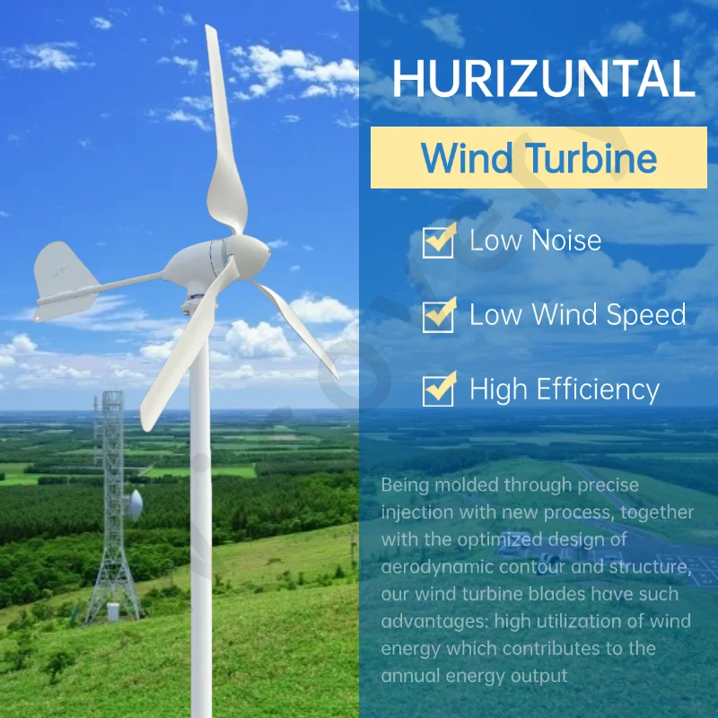 Low Noise Horizontal Wind Turbine Generator 12V 24V 48V 6000W 10000W 8000W 3Blades Household Free Energy Wind Turbine
Low Noise Horizontal Wind Turbine Generator 12V 24V 48V 6000W 10000W 8000W 3Blades Household Free Energy Wind Turbine