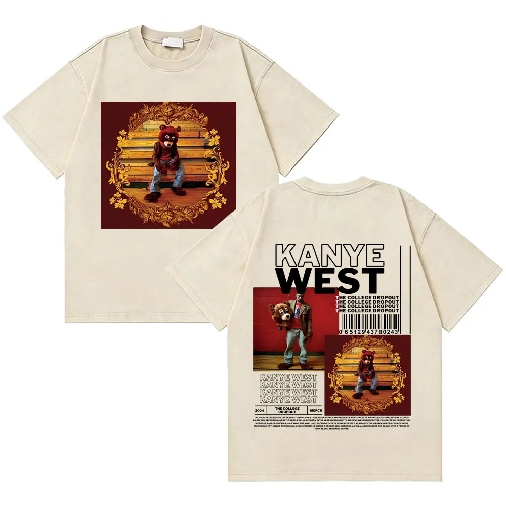 Washed Vintage Rapper Kanye West The College Dropout Bear Graphic T Shirt Men Women Hip Hop Oversized T-shirts Male Streetwear
Washed Vintage Rapper Kanye West The College Dropout Bear Graphic T Shirt Men Women Hip Hop Oversized T-shirts Male Streetwear