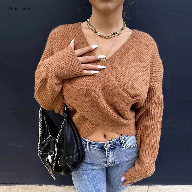 Yomesugar Winter Thick New Chic Cross Front Sweater Woman Sexy V-Neck Full Sleeve Knit Pullover Crop Top Outerwear Streetwear
Yomesugar Winter Thick New Chic Cross Front Sweater Woman Sexy V-Neck Full Sleeve Knit Pullover Crop Top Outerwear Streetwear