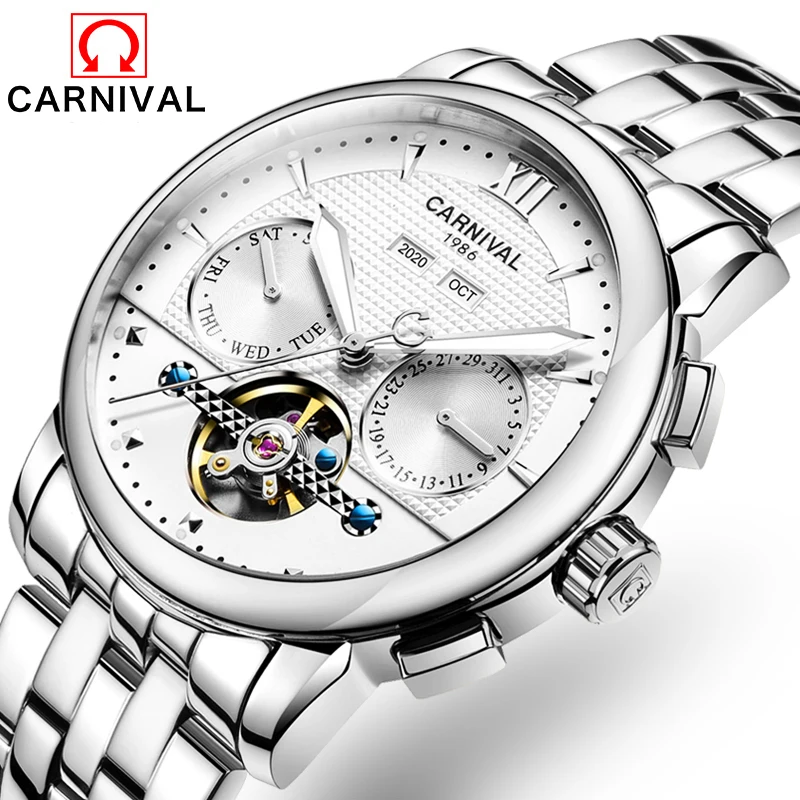 Switzerland CARNIVAL Luxury Brand Automatic Mechanical Men's Watches Dual Skeleton Multi-function Luminous Sapphire Clock C8722G
Switzerland CARNIVAL Luxury Brand Automatic Mechanical Men's Watches Dual Skeleton Multi-function Luminous Sapphire Clock C8722G