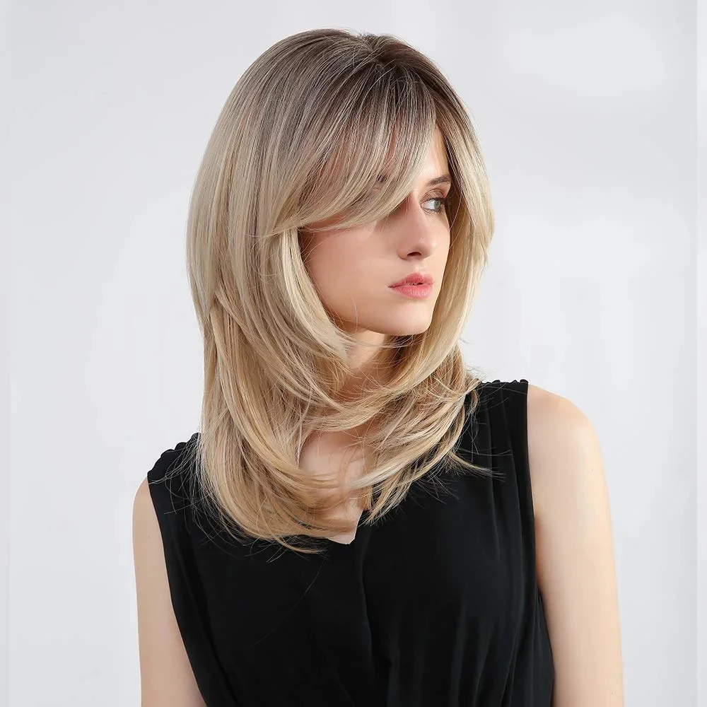 Golden Blonde Shoulder Length Straight Layered Synthetic Wig for Women with Dark Roots Glueless for Daily Party Use
Golden Blonde Shoulder Length Straight Layered Synthetic Wig for Women with Dark Roots Glueless for Daily Party Use