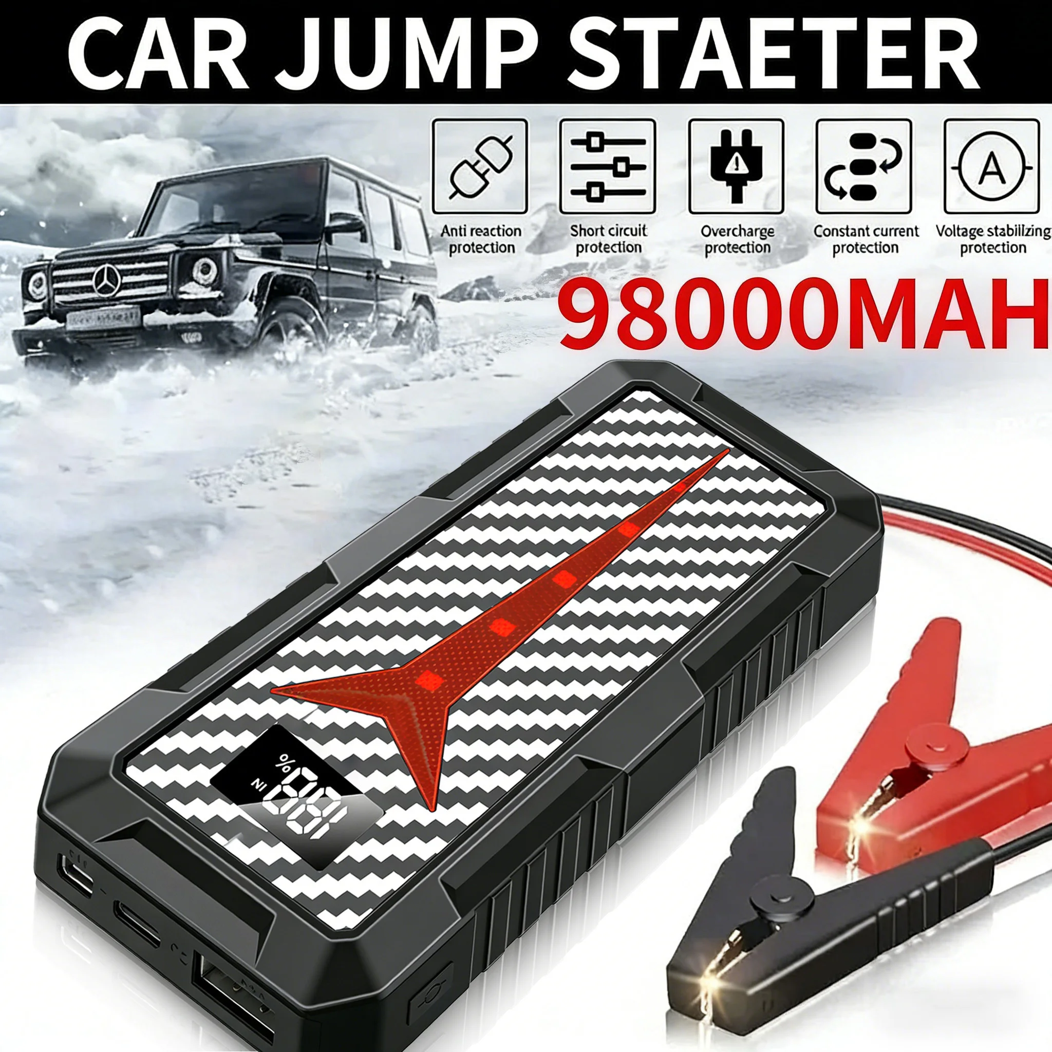 High Quality Car Jump Starter with Air Compressor, Portable Power Bank for Roadside Emergencies
High Quality Car Jump Starter with Air Compressor, Portable Power Bank for Roadside Emergencies