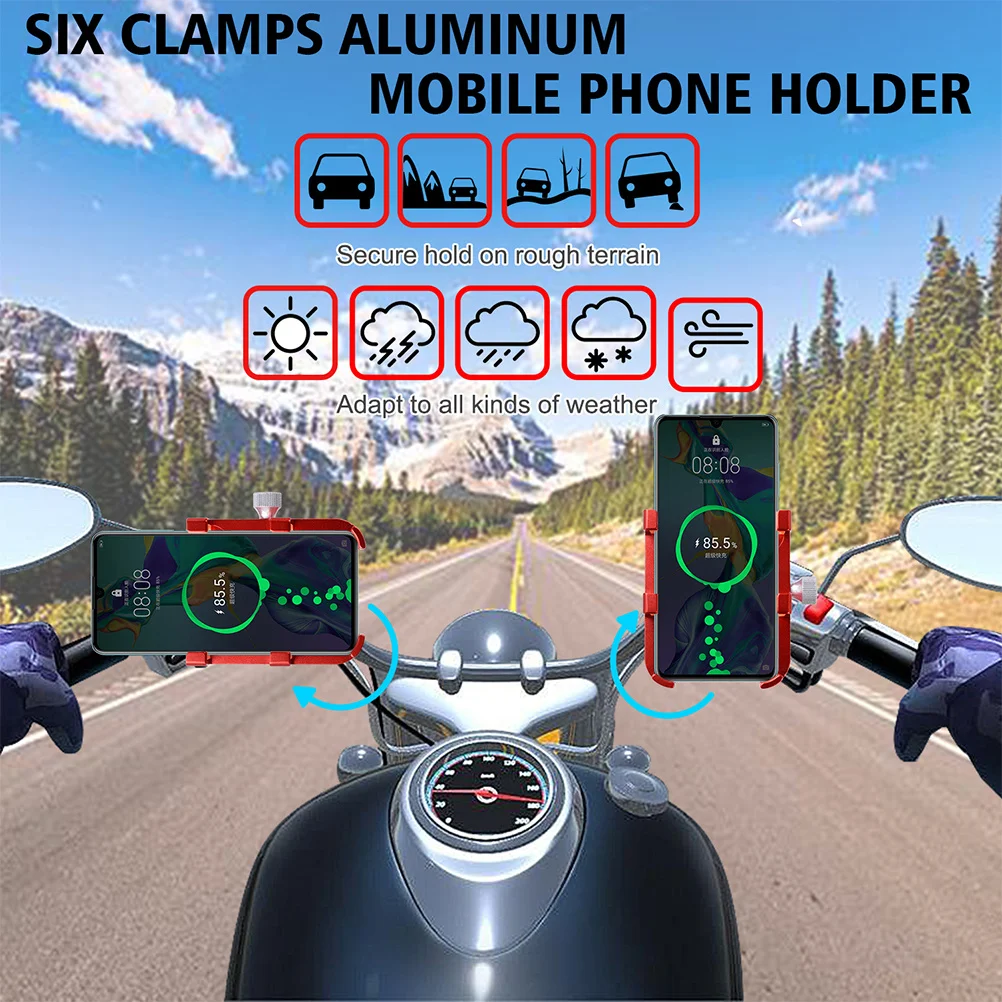Aluminum Alloy Phone Holder with Six-Claw Design for Motorcycle Scooter Off-Road Vehicle 360 Adjustable Bike Phone Mount Silver
Aluminum Alloy Phone Holder with Six-Claw Design for Motorcycle Scooter Off-Road Vehicle 360 Adjustable Bike Phone Mount Silver