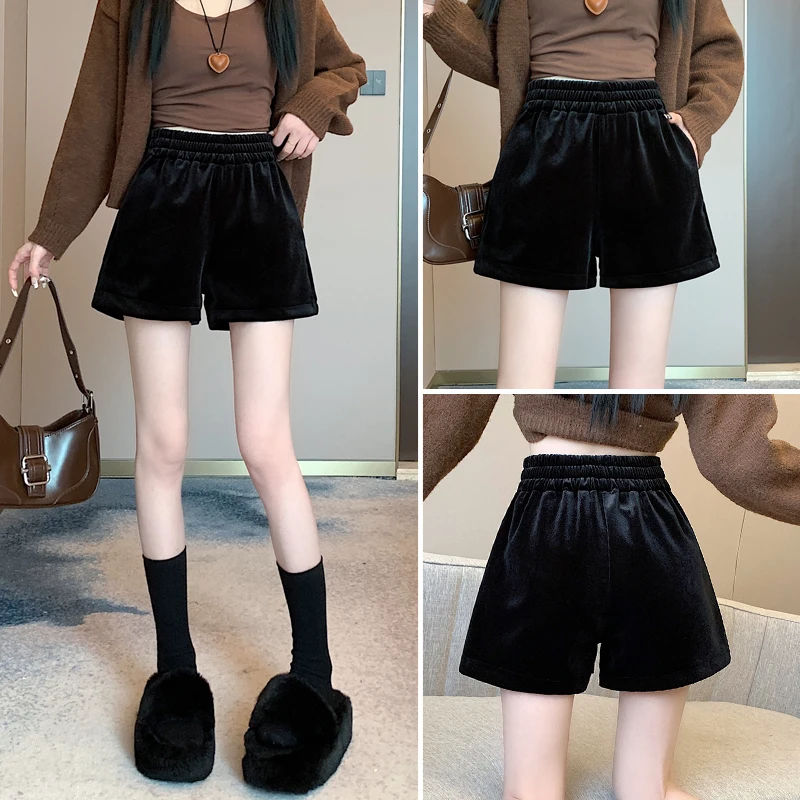 Velvet wide leg shorts for women's outerwear 2023 autumn and winter new elastic waist fashion style black boots and pants
Velvet wide leg shorts for women's outerwear 2023 autumn and winter new elastic waist fashion style black boots and pants