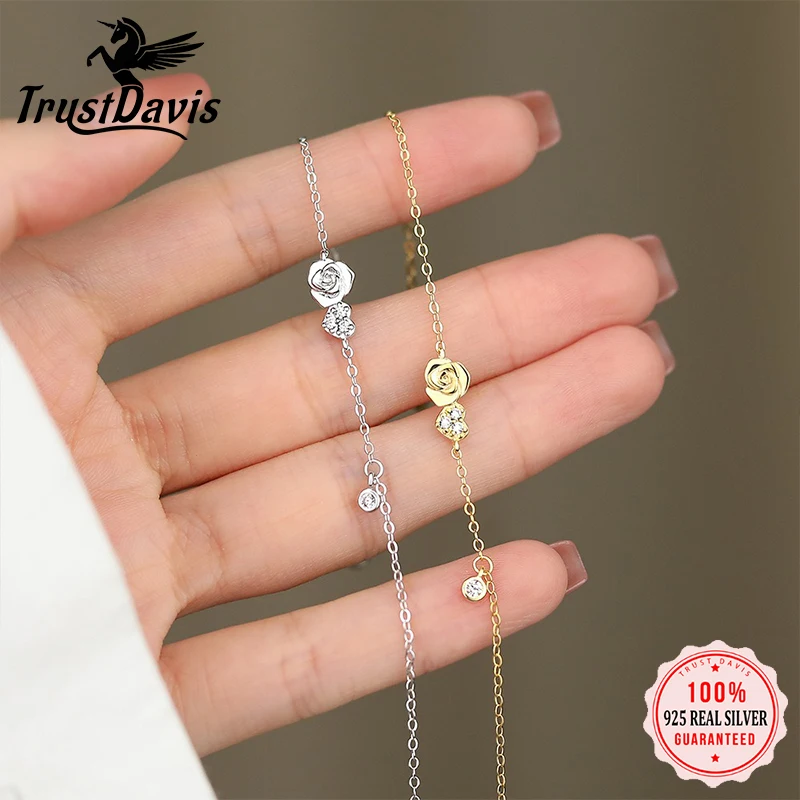 TrustDavis 925 Sterling Silver Women's Flower Bracelet Fashion Rose Heart Zircon Bracelet for Women Girls Jewelry Gift DS4372
TrustDavis 925 Sterling Silver Women's Flower Bracelet Fashion Rose Heart Zircon Bracelet for Women Girls Jewelry Gift DS4372