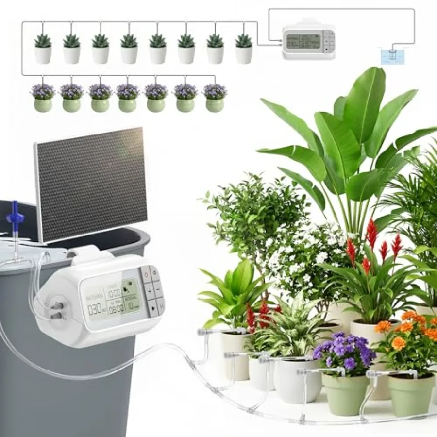 Outdoor/Indoor potted plants irrigation kit: PVC tubing black programmable timer + USB power + anti-siphon valve for up to 15 p
Outdoor/Indoor potted plants irrigation kit: PVC tubing black programmable timer + USB power + anti-siphon valve for up to 15 p