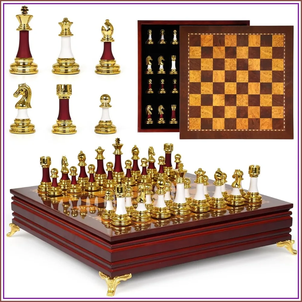15-Inch Large Chess Set - Weighted Zinc Alloy & Acrylic Pieces with Wooden Board, Premium Game for Home, Office, Family Night & Gifts
15-Inch Large Chess Set - Weighted Zinc Alloy & Acrylic Pieces with Wooden Board, Premium Game for Home, Office, Family Night & Gifts
