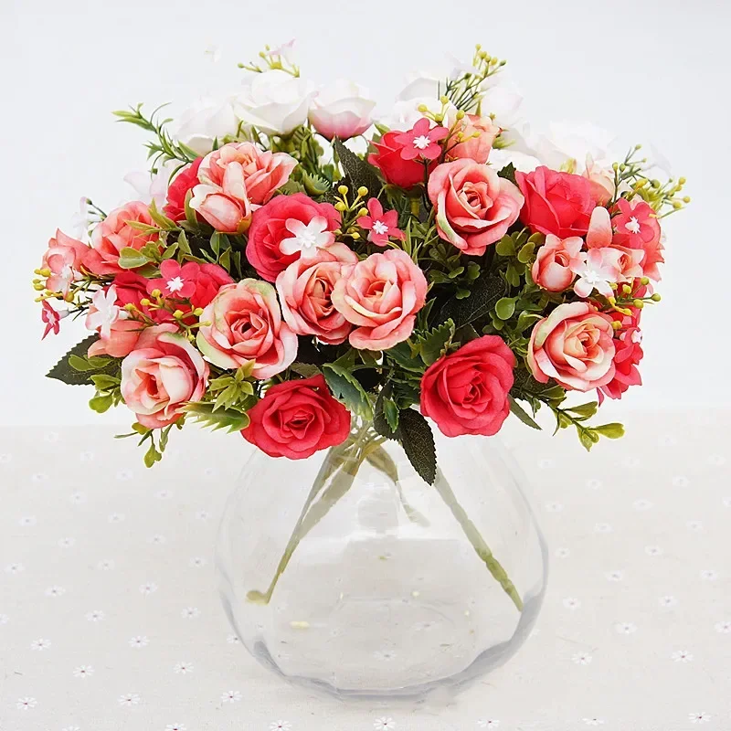 13 Heads Mini Silk Artificial Flowers Rose Bunch 5 Branches Rose Small Bouquet Flores for Home Wedding Decor Fake Flower Bouquet
13 Heads Mini Silk Artificial Flowers Rose Bunch 5 Branches Rose Small Bouquet Flores for Home Wedding Decor Fake Flower Bouquet
