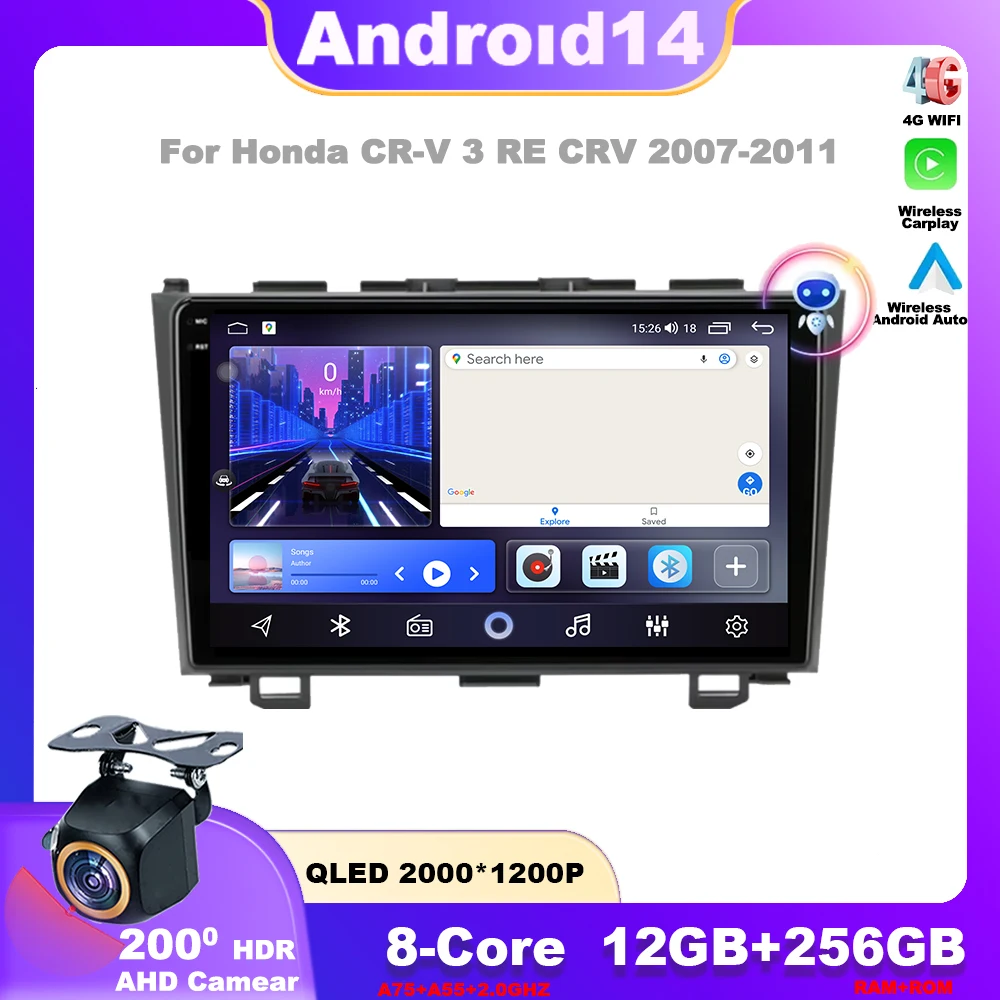8Core Android 14 Carplay Car Radio For Honda CR-V 3 RE CRV 2007-2011 Multimedia Video Player 2 Din Navigation GPS DVD Head Unit
8Core Android 14 Carplay Car Radio For Honda CR-V 3 RE CRV 2007-2011 Multimedia Video Player 2 Din Navigation GPS DVD Head Unit