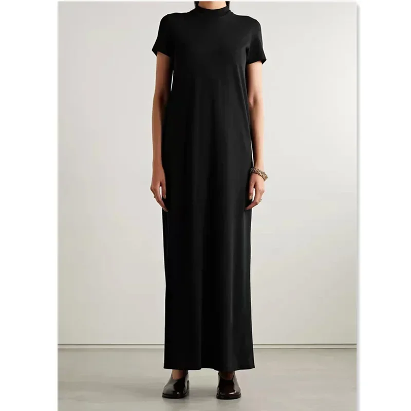 Spring Summer Mid-neck Short-sleeved High-end Design Fashion Black and White Mid-length Dress Women
Spring Summer Mid-neck Short-sleeved High-end Design Fashion Black and White Mid-length Dress Women