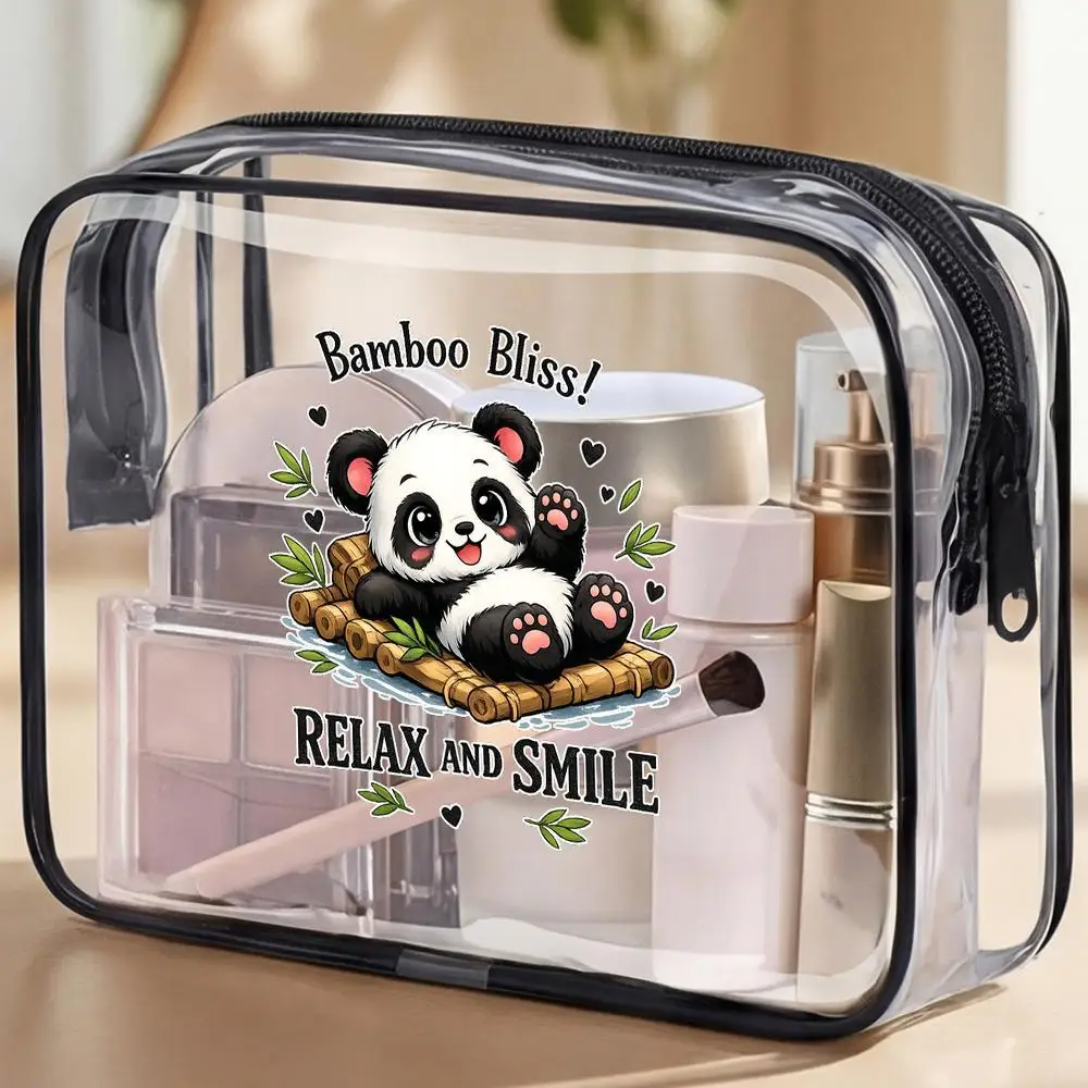 Cosmetic Pouches Adorable For Panda And Bamboo Raft Transparent PVC Zipper Makeup Case Kawaii Design Featuring Heart And Bamboo
Cosmetic Pouches Adorable For Panda And Bamboo Raft Transparent PVC Zipper Makeup Case Kawaii Design Featuring Heart And Bamboo
