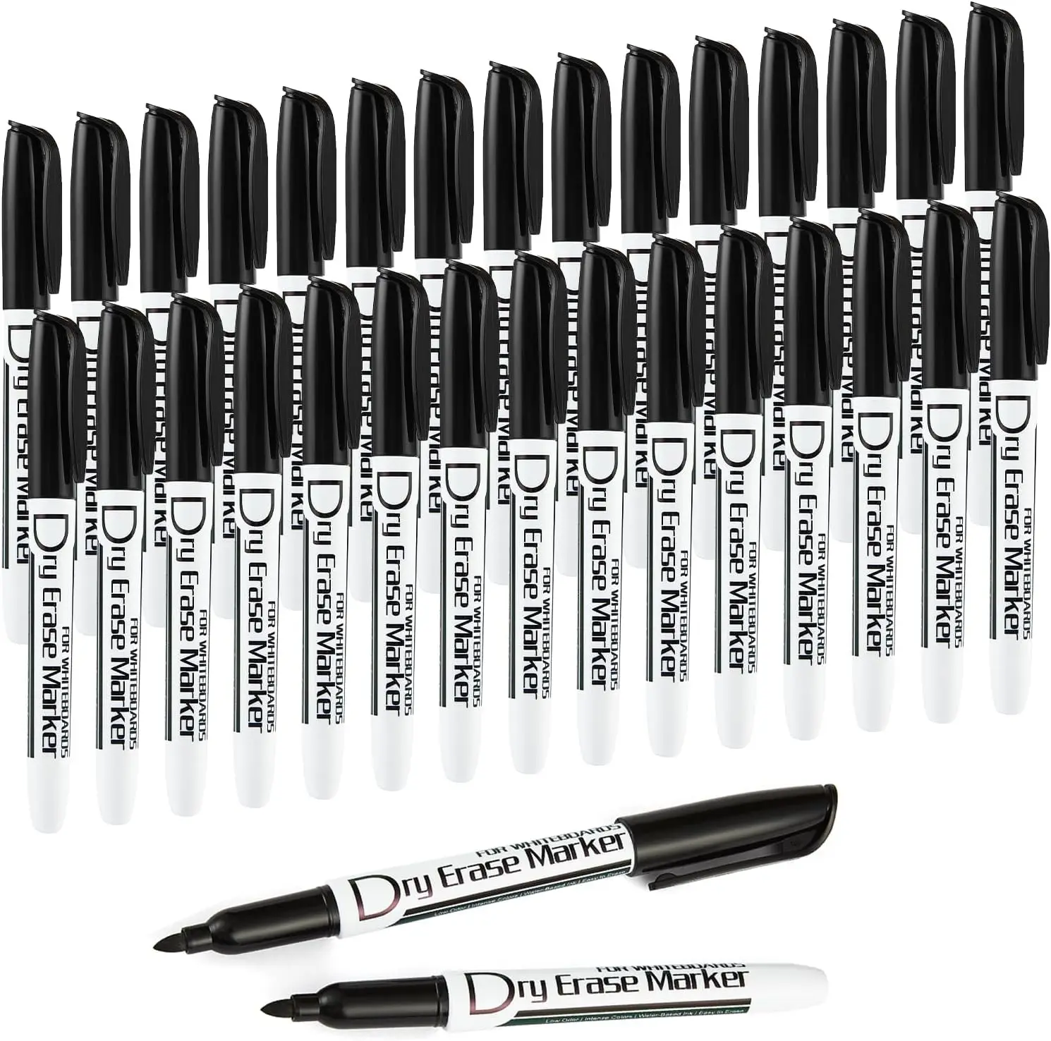 Black Dry Erase Markers Low Odor Fine Tip Whiteboard Markers Set of 30 for Classroom and Office
Black Dry Erase Markers Low Odor Fine Tip Whiteboard Markers Set of 30 for Classroom and Office