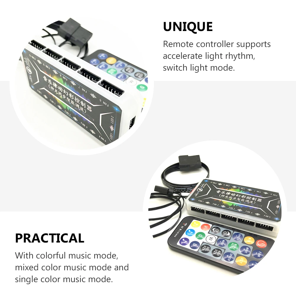 RGB Controller ARGB Hub for Computer Black Adapter 10 Fan Dual LED Strip Music Mode Remote Control Static Color Adjustable Fan
RGB Controller ARGB Hub for Computer Black Adapter 10 Fan Dual LED Strip Music Mode Remote Control Static Color Adjustable Fan