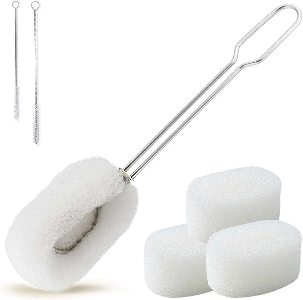 6-Pack Sponge Bottle Dish Brush with Handle, Non-Scratch Scrubber for Wine Glasses, Cups, Tumblers with 3 Refill Heads and 2
6-Pack Sponge Bottle Dish Brush with Handle, Non-Scratch Scrubber for Wine Glasses, Cups, Tumblers with 3 Refill Heads and 2