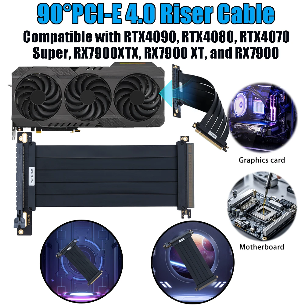 PCI-E 4.0 Riser Cable GPU Extension Cord PCIe 4.0 X16 High Speed Flexible Extender Card Extension Port 90 Degree Adapter
PCI-E 4.0 Riser Cable GPU Extension Cord PCIe 4.0 X16 High Speed Flexible Extender Card Extension Port 90 Degree Adapter
