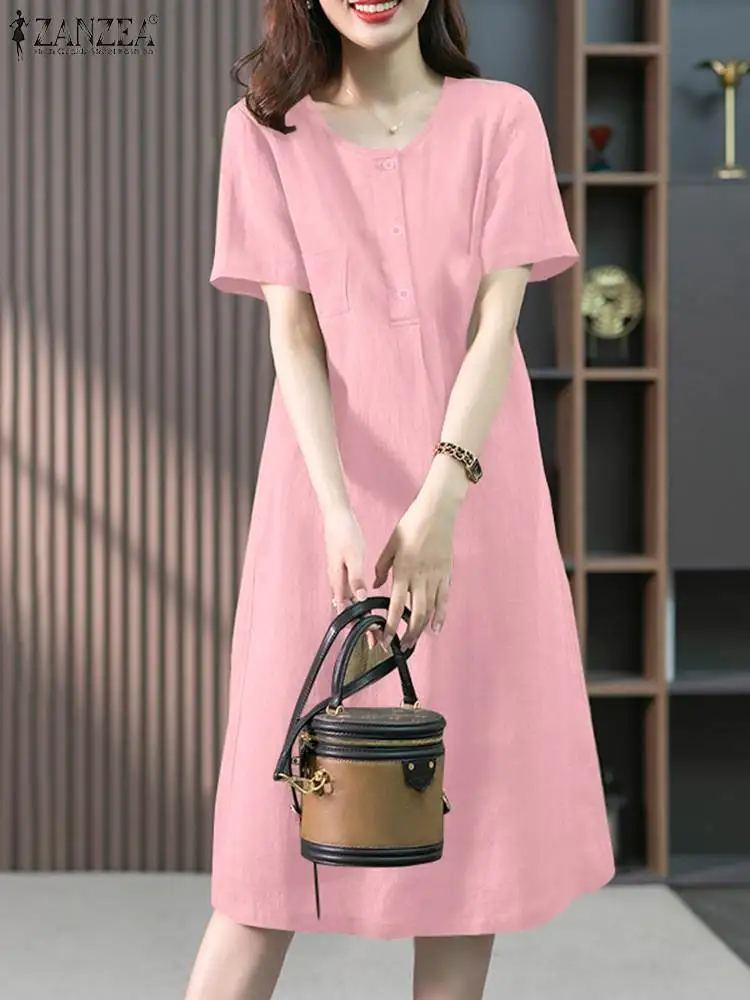 ZANZEA 2024 Summer Short Sleeve Dress Women Long Robe Holiday Casual Solid Loose A-line Dresses Korean Round Neck Pocket Vestido
ZANZEA 2024 Summer Short Sleeve Dress Women Long Robe Holiday Casual Solid Loose A-line Dresses Korean Round Neck Pocket Vestido