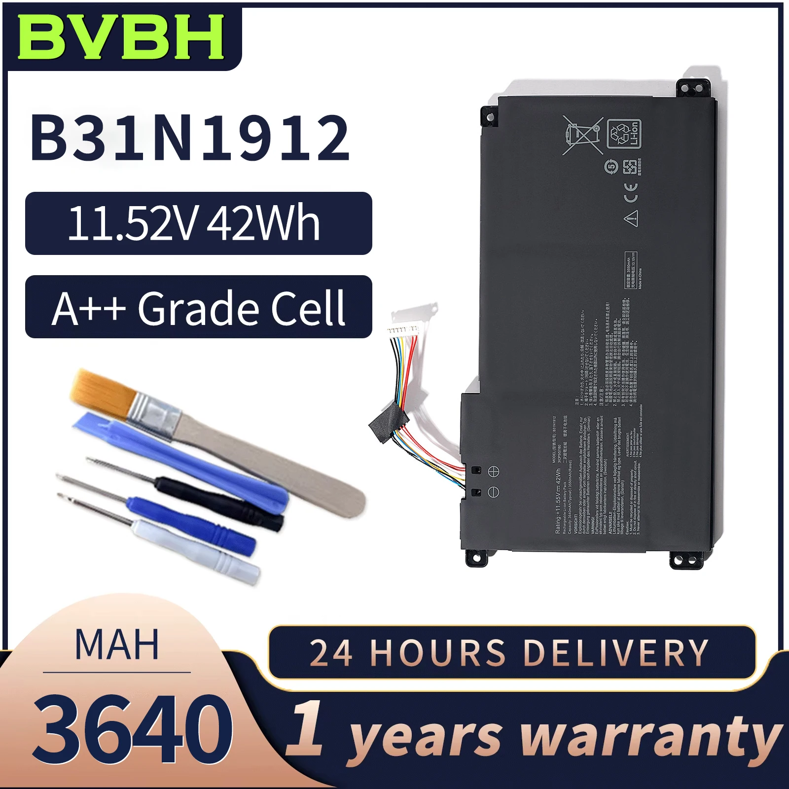 BVBH B31N1912 LaptopBattery EK018TS,BV162T,EK017TS,for Asus VivoBook 14 E410MA,L410MA,E410KA,E510MA,K026TS,EK139TS BV053TS
BVBH B31N1912 LaptopBattery EK018TS,BV162T,EK017TS,for Asus VivoBook 14 E410MA,L410MA,E410KA,E510MA,K026TS,EK139TS BV053TS