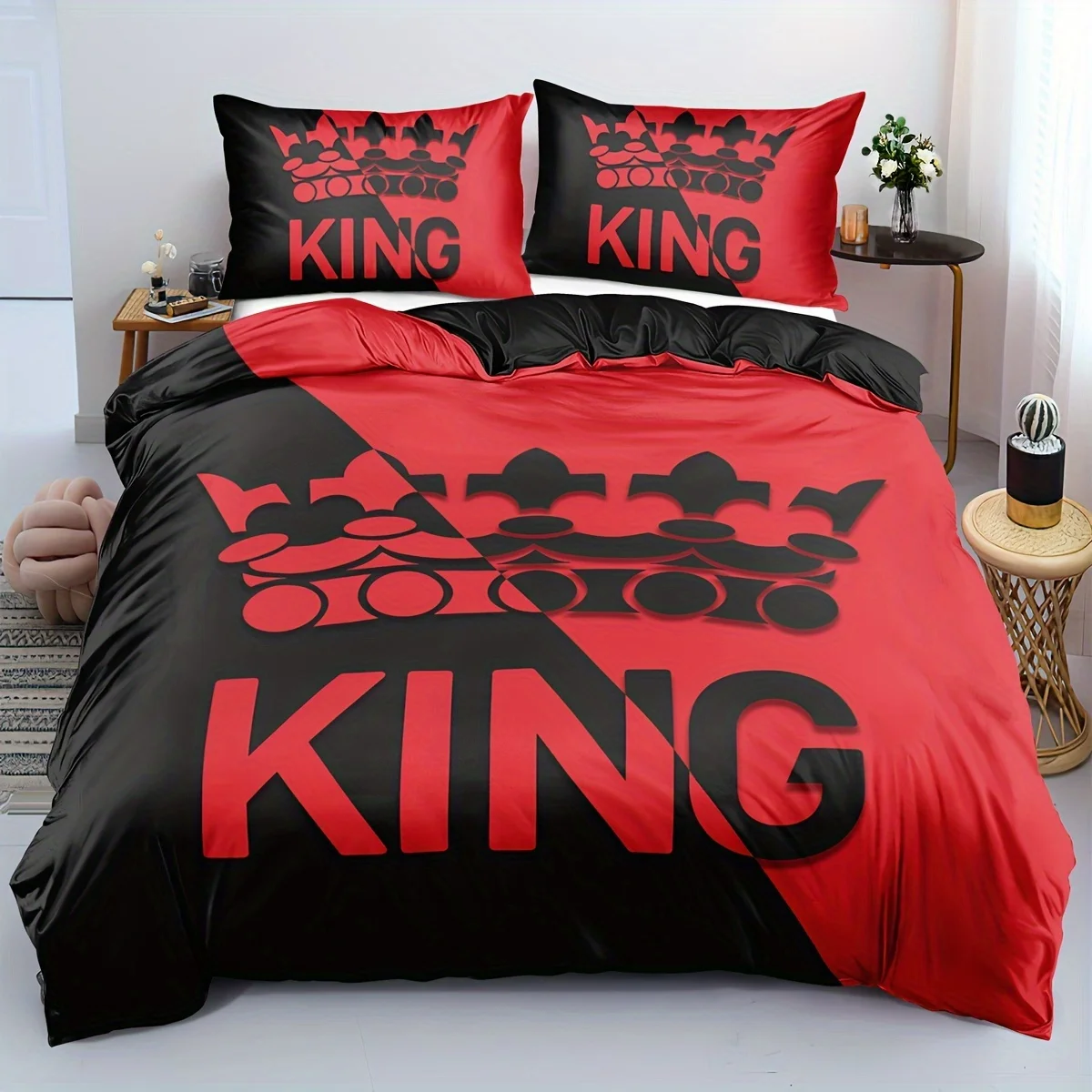 2/3pcs Soft and Comfortable Quilt Cover, Black and Red Crown KING Printed Bedding Set, Royal Crown Red and Black Bedding Set
2/3pcs Soft and Comfortable Quilt Cover, Black and Red Crown KING Printed Bedding Set, Royal Crown Red and Black Bedding Set