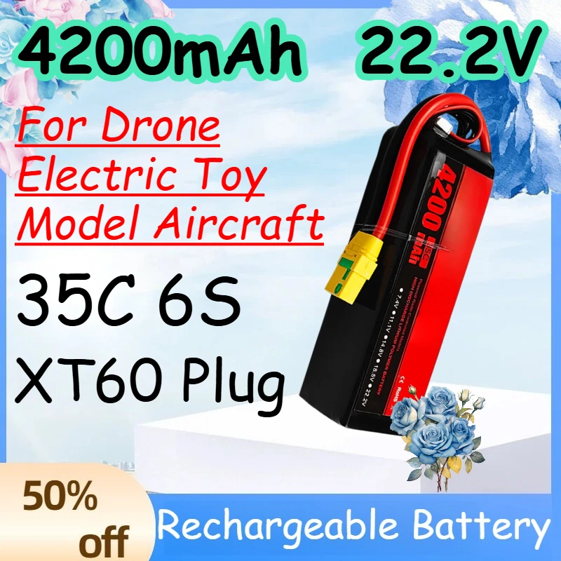 4200mAh 6S 22.2V 35C Replace Rechargeable Lipo Battery for Drone Electric Toy Model Aircraft Battery with XT60 Plug
4200mAh 6S 22.2V 35C Replace Rechargeable Lipo Battery for Drone Electric Toy Model Aircraft Battery with XT60 Plug