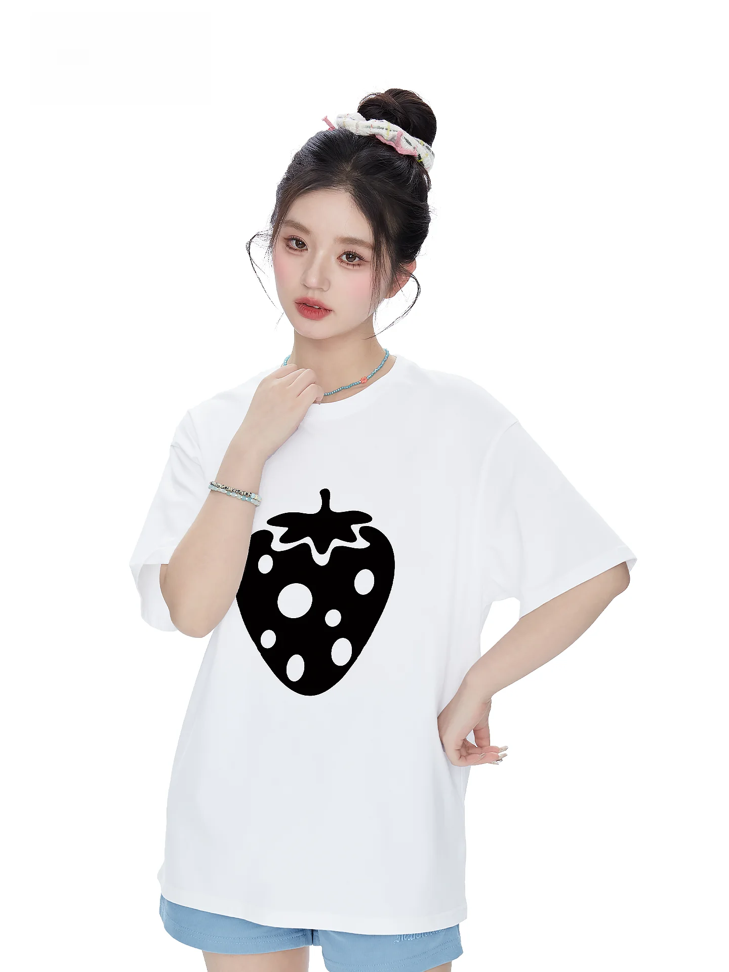 Itono Korean Style Simple Student Strawberry Print Short Sleeve T-Shirt Pure Cotton Loose Fit round Neck Slimming Top
Itono Korean Style Simple Student Strawberry Print Short Sleeve T-Shirt Pure Cotton Loose Fit round Neck Slimming Top