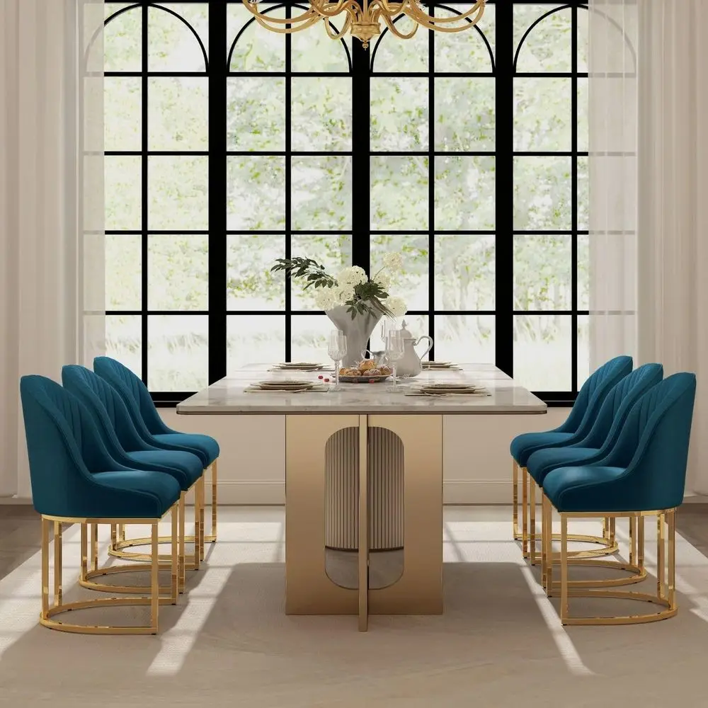 Dining Chairs Set of 6, Modern Dinning Room Chairs with Golden Metal Frame amp Legs, holstered Kitchen Chair Armless Accent S
Dining Chairs Set of 6, Modern Dinning Room Chairs with Golden Metal Frame amp Legs, holstered Kitchen Chair Armless Accent S