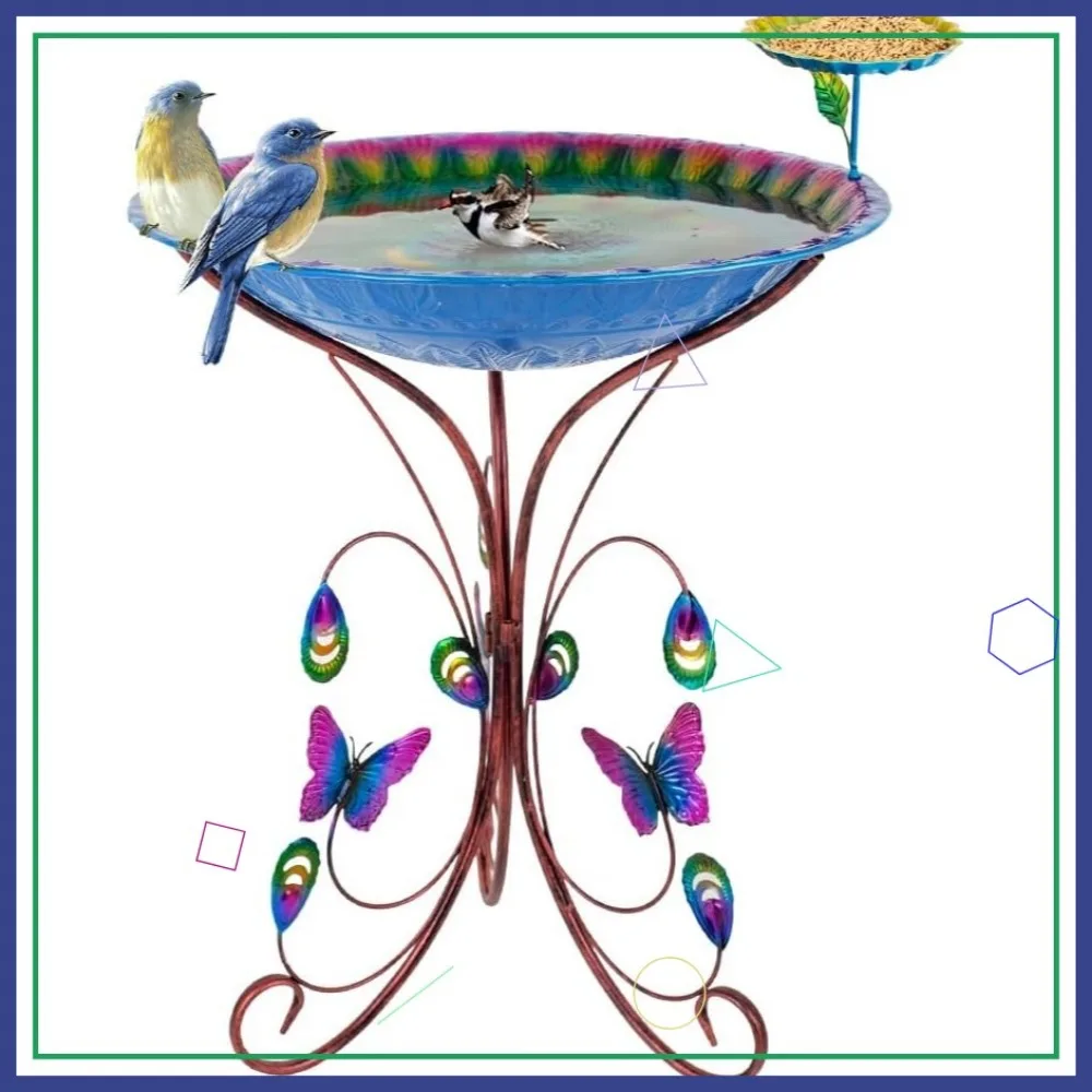 20" Large Bird Bath for Outside, Metal Outdoor Birdbath with Stand & Feeding Tray for Garden, Yard, Patio Decor
20" Large Bird Bath for Outside, Metal Outdoor Birdbath with Stand & Feeding Tray for Garden, Yard, Patio Decor