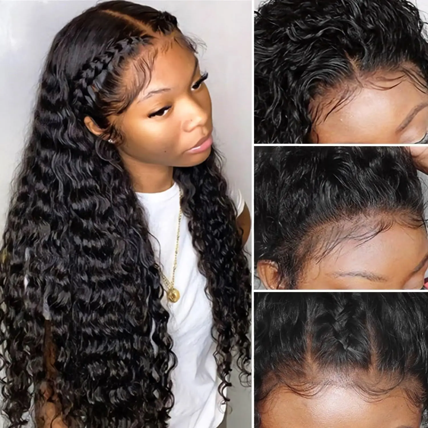20-22 Inch 13x4 Curly Wigs Human hair Glueless Lace Frontal Wig for Women 180 Density NO Shedding Natural Black
20-22 Inch 13x4 Curly Wigs Human hair Glueless Lace Frontal Wig for Women 180 Density NO Shedding Natural Black