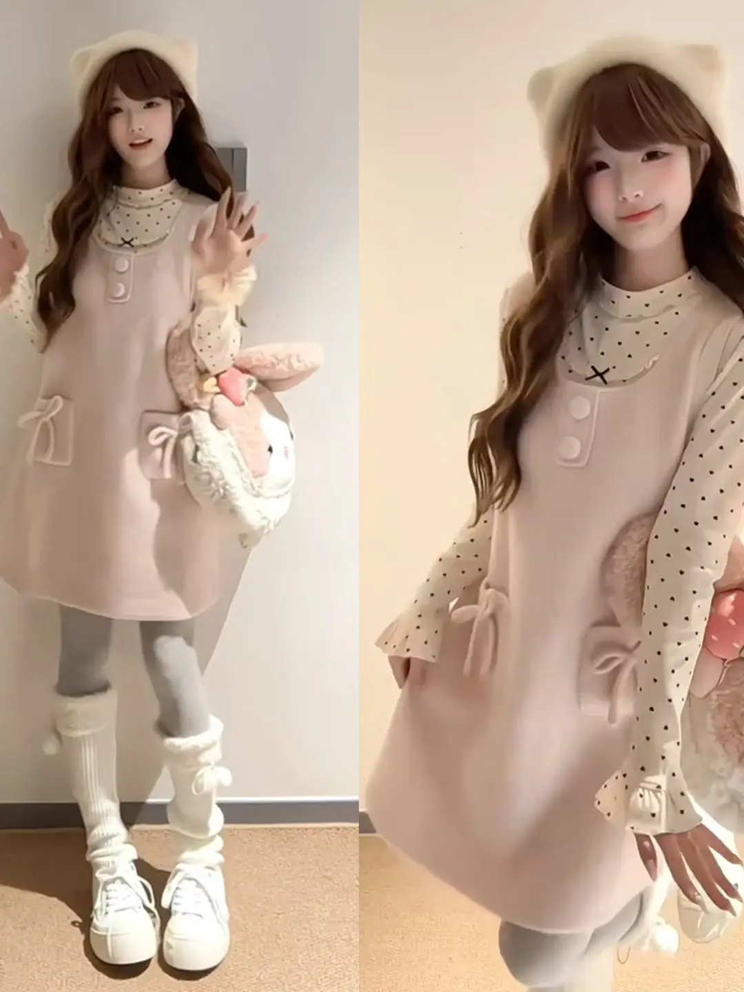 Sweet Style Winter Autumn Polka Dot Base Shirt Pink Overalls Set Fashionable Layering Girls Outfit High Collar Long Sleeve
Sweet Style Winter Autumn Polka Dot Base Shirt Pink Overalls Set Fashionable Layering Girls Outfit High Collar Long Sleeve