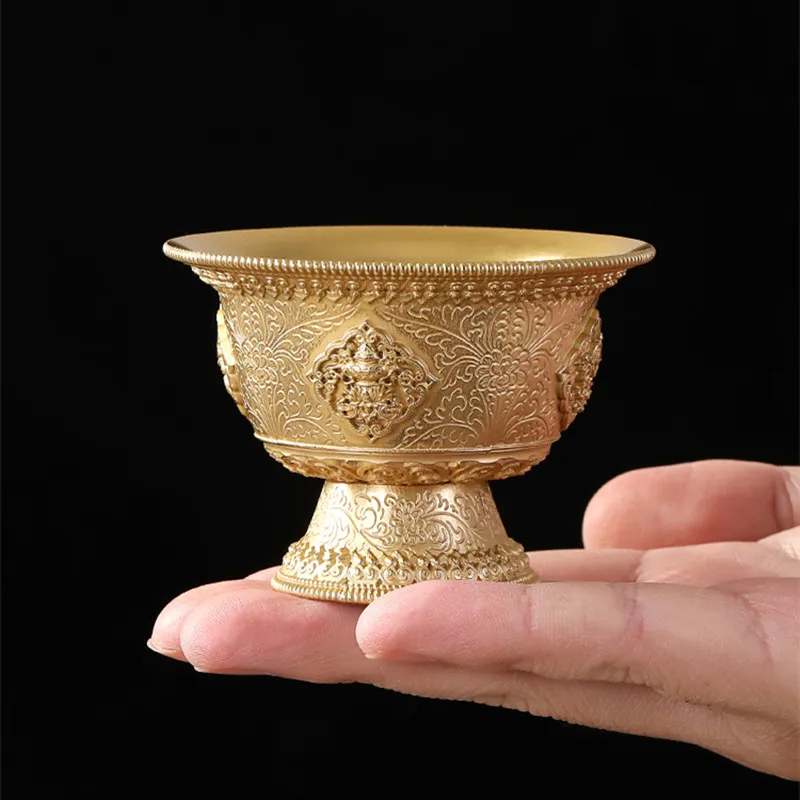5.4*7.5cm Yellow Copper Gold Plated Eight Auspicious Symbol Plating Long Life Butter Lamp Base for Temple Decorations
5.4*7.5cm Yellow Copper Gold Plated Eight Auspicious Symbol Plating Long Life Butter Lamp Base for Temple Decorations