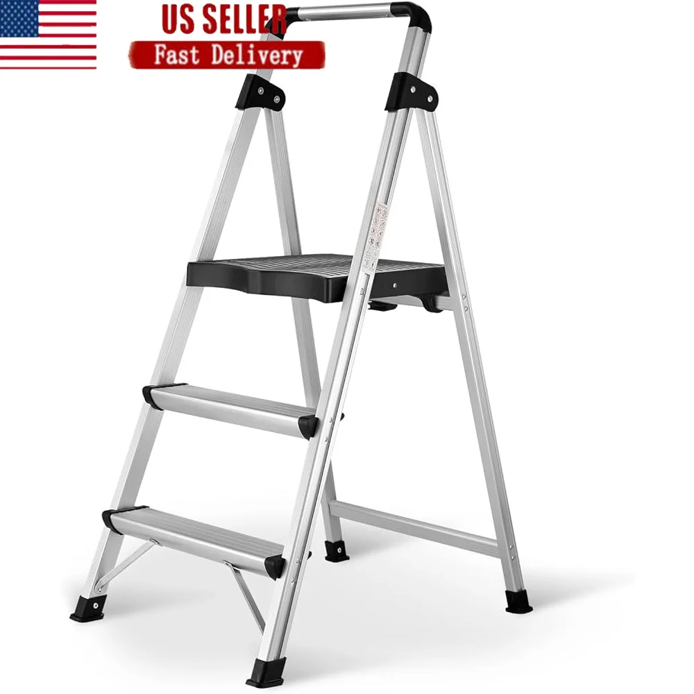 3 Step Aluminum Folding Step Ladder Anti-Slip Pedals Lightweight Portable Kitchen Ladder Home Closet Stool Stability Safety
3 Step Aluminum Folding Step Ladder Anti-Slip Pedals Lightweight Portable Kitchen Ladder Home Closet Stool Stability Safety