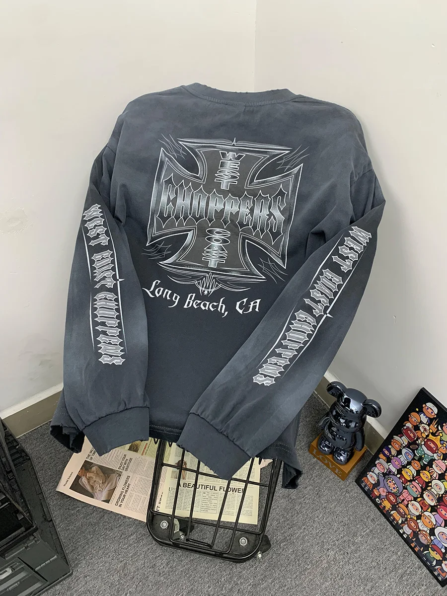 West Coast Heavyweight Streetwear Vintage Washed Cross Long Sleeve T-Shirt Men's Loose Fit Breathable Cotton Casual Tee
West Coast Heavyweight Streetwear Vintage Washed Cross Long Sleeve T-Shirt Men's Loose Fit Breathable Cotton Casual Tee