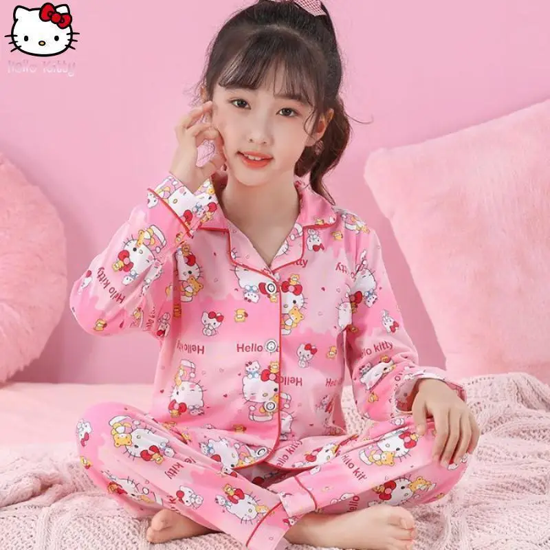 Kawaii Hello Kitty Child Sanrio Kuromi осенний новый пижамный комплект с мелодиным воротником для девочек Cinnamoroll мультфильм аниме мягкая домашняя одежда
Kawaii Hello Kitty Child Sanrio Kuromi осенний новый пижамный комплект с мелодиным воротником для девочек Cinnamoroll мультфильм аниме мягкая домашняя одежда