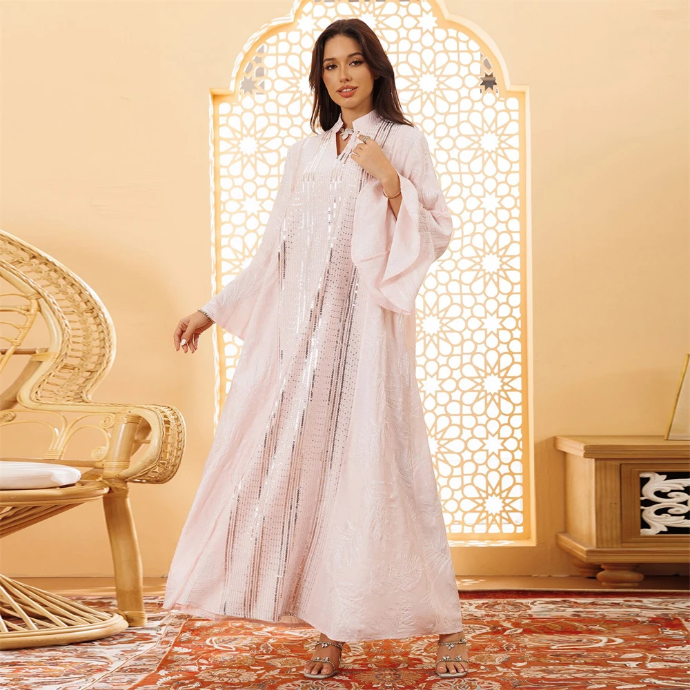 Embroidery & Sequins Muslim Abaya Party Flare Sleeve Dress for Women Dubai Saudi Islamic Clothing
Embroidery & Sequins Muslim Abaya Party Flare Sleeve Dress for Women Dubai Saudi Islamic Clothing