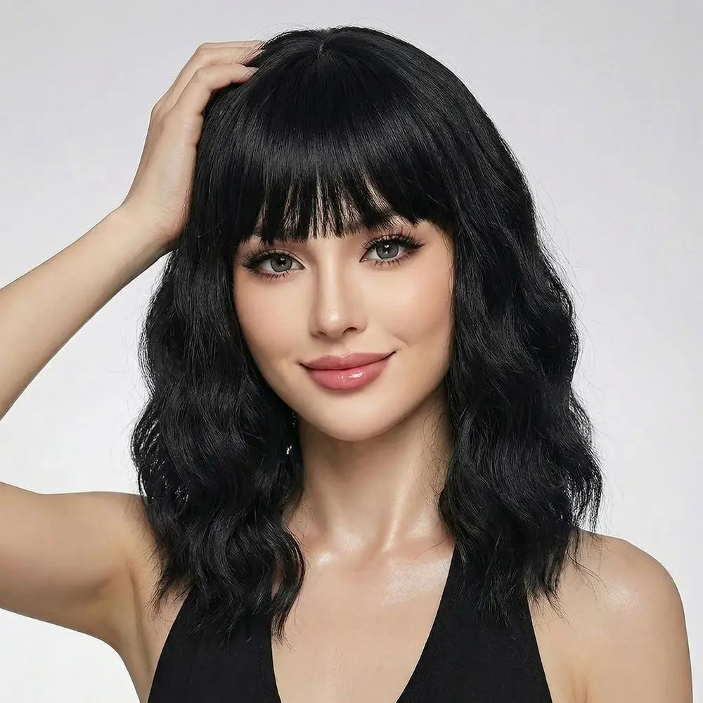 Women's Short Wavy Bob Synthetic Wig with Bangs for Daily Wear and Cosplay
Women's Short Wavy Bob Synthetic Wig with Bangs for Daily Wear and Cosplay