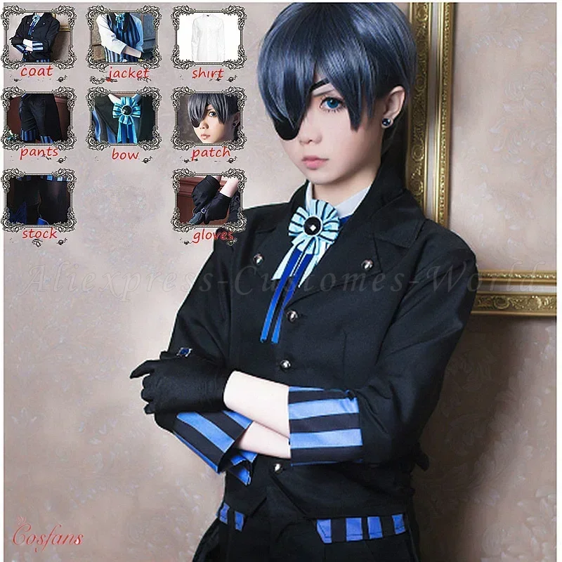Аниме дворецкий Kuroshitsuji косплей костюм Ciel Phantomhive черная мужская и женская одежда обувь карнавальные костюмы с париком униформа полный комплект
Аниме дворецкий Kuroshitsuji косплей костюм Ciel Phantomhive черная мужская и женская одежда обувь карнавальные костюмы с париком униформа полный комплект