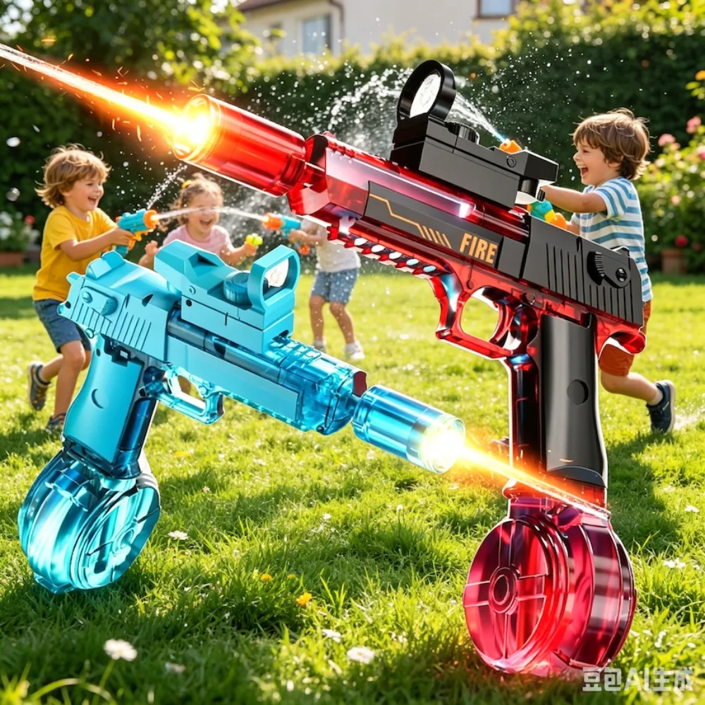 Electric Water Gun with Rainbow Light Summer Outdoor Beach Continuous Shooting Water Fight Game for Children Gift
Electric Water Gun with Rainbow Light Summer Outdoor Beach Continuous Shooting Water Fight Game for Children Gift