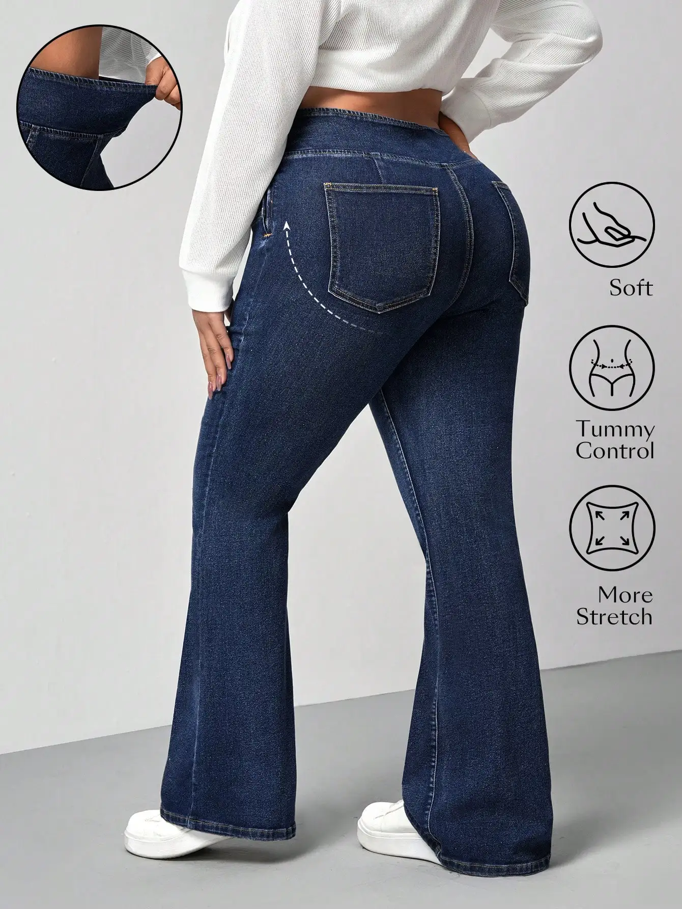Plus Size High Waist Flared Jeans With Stretch Denim Casual Wide Leg Pants For Women
Plus Size High Waist Flared Jeans With Stretch Denim Casual Wide Leg Pants For Women