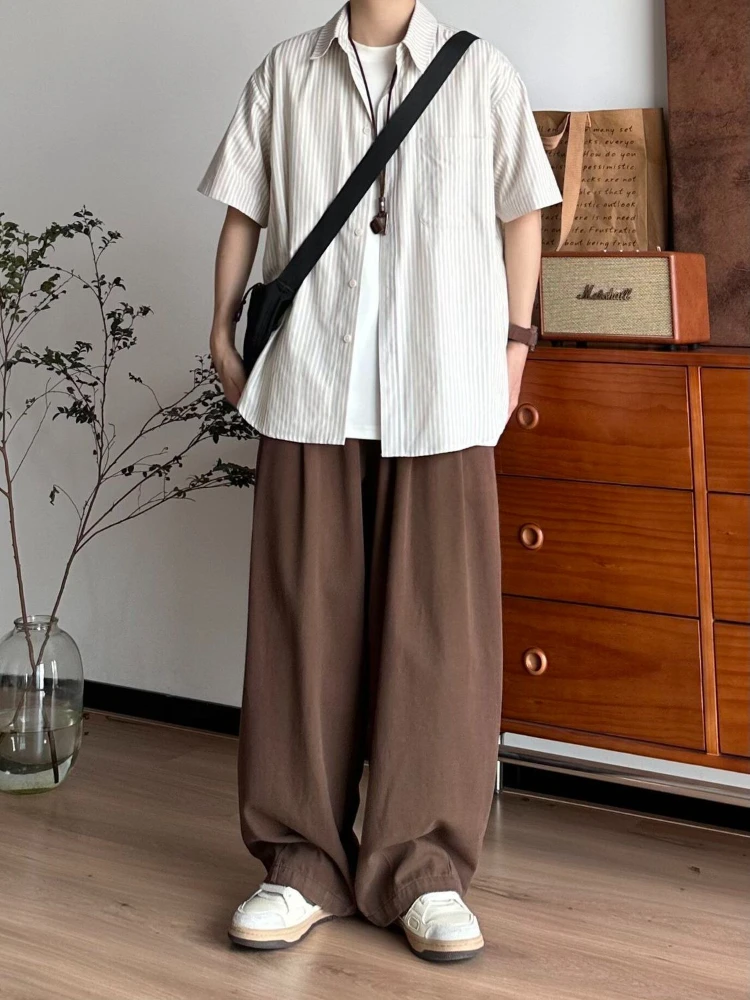 Casual Loose Fit Vertical Stripe Short-Sleeve Shirt Two-Piece Set Japanese Retro Style for Men Spring Summer Unisex
Casual Loose Fit Vertical Stripe Short-Sleeve Shirt Two-Piece Set Japanese Retro Style for Men Spring Summer Unisex