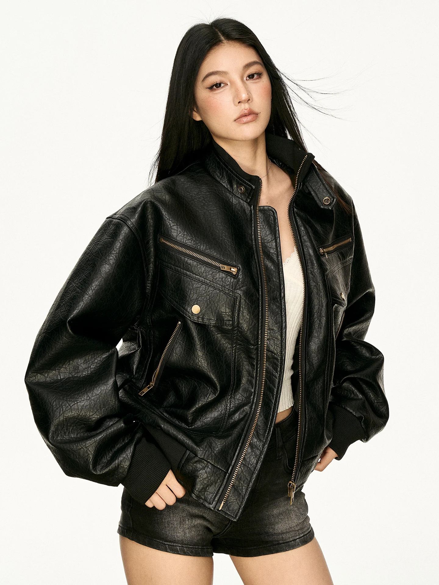 Aaisup American Retro Black Leather Jacket Women's Spring Shape Multiple Pockets Workwear Motorcycle Clothes Outerwear Trendy
Aaisup American Retro Black Leather Jacket Women's Spring Shape Multiple Pockets Workwear Motorcycle Clothes Outerwear Trendy