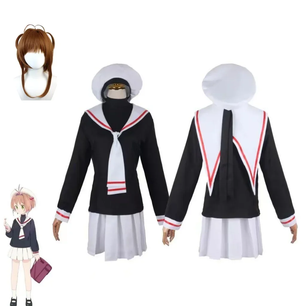 Anime Card Captor Ying Kinomoto Sakura Cosplay Costume Wig Women Long Sleeved Sailor Suit Student School Uniform Hat Top Skirt
Anime Card Captor Ying Kinomoto Sakura Cosplay Costume Wig Women Long Sleeved Sailor Suit Student School Uniform Hat Top Skirt