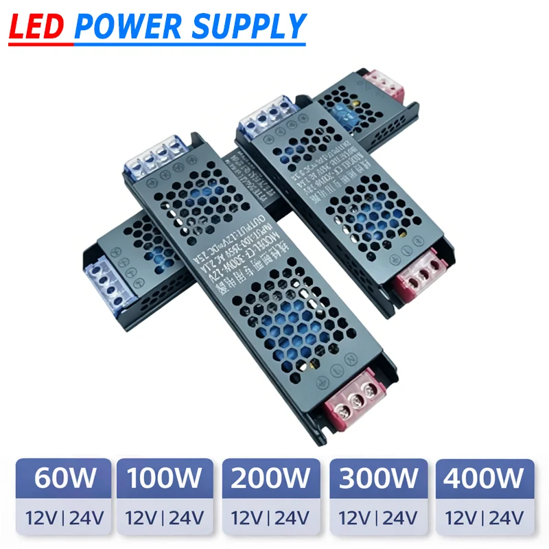 12V 24V LED Power Supply AC 220V TO DC 12V 24V 60W 100W 150W 200W 300W 400W Ultra-thin Power Supply Adapter For LED Strip Light
12V 24V LED Power Supply AC 220V TO DC 12V 24V 60W 100W 150W 200W 300W 400W Ultra-thin Power Supply Adapter For LED Strip Light