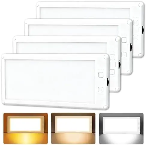 4 Pack Dimmable RV LED Ceiling Lights - 3 Color, 12V Interior Dome Light for RV, Camper, Boat, Trailer
4 Pack Dimmable RV LED Ceiling Lights - 3 Color, 12V Interior Dome Light for RV, Camper, Boat, Trailer