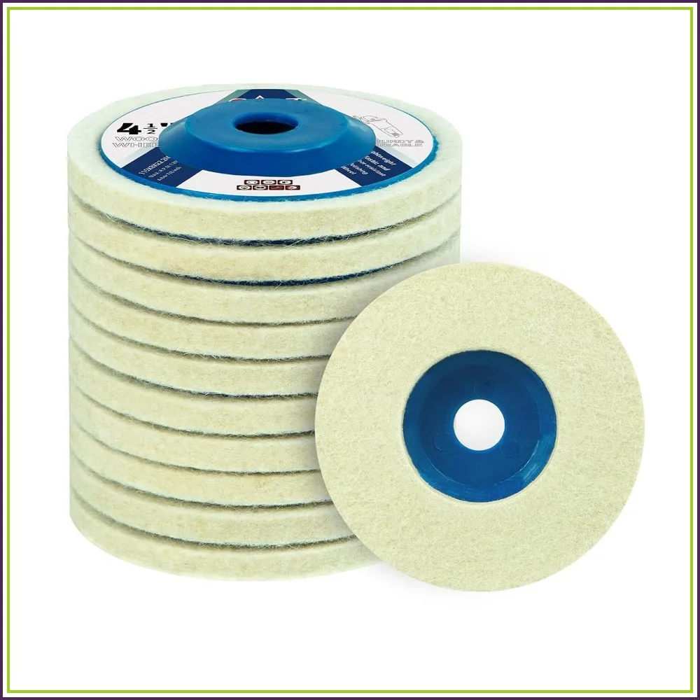 10 Pcs 4.5" Wool Felt Polishing Wheel for Angle Grinder - Metal, Marble, Car Polishing
10 Pcs 4.5" Wool Felt Polishing Wheel for Angle Grinder - Metal, Marble, Car Polishing