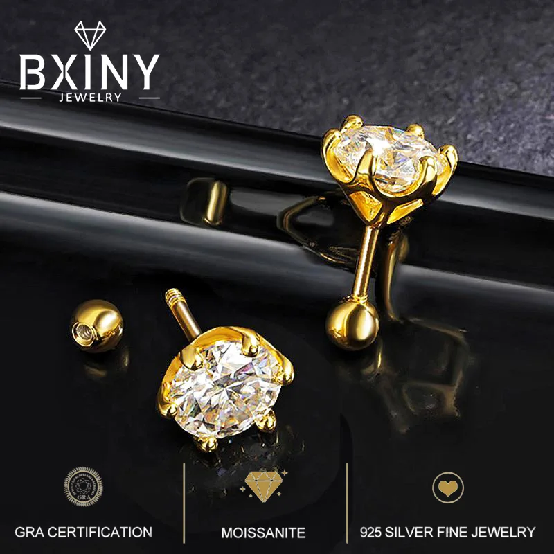BXINY 0.2-2CT Moissanite Stud Earrings S925 Silver Diamond 6 Claws Screw Ear Studs for Women Fine Jewelry Gifts with Certificate
BXINY 0.2-2CT Moissanite Stud Earrings S925 Silver Diamond 6 Claws Screw Ear Studs for Women Fine Jewelry Gifts with Certificate